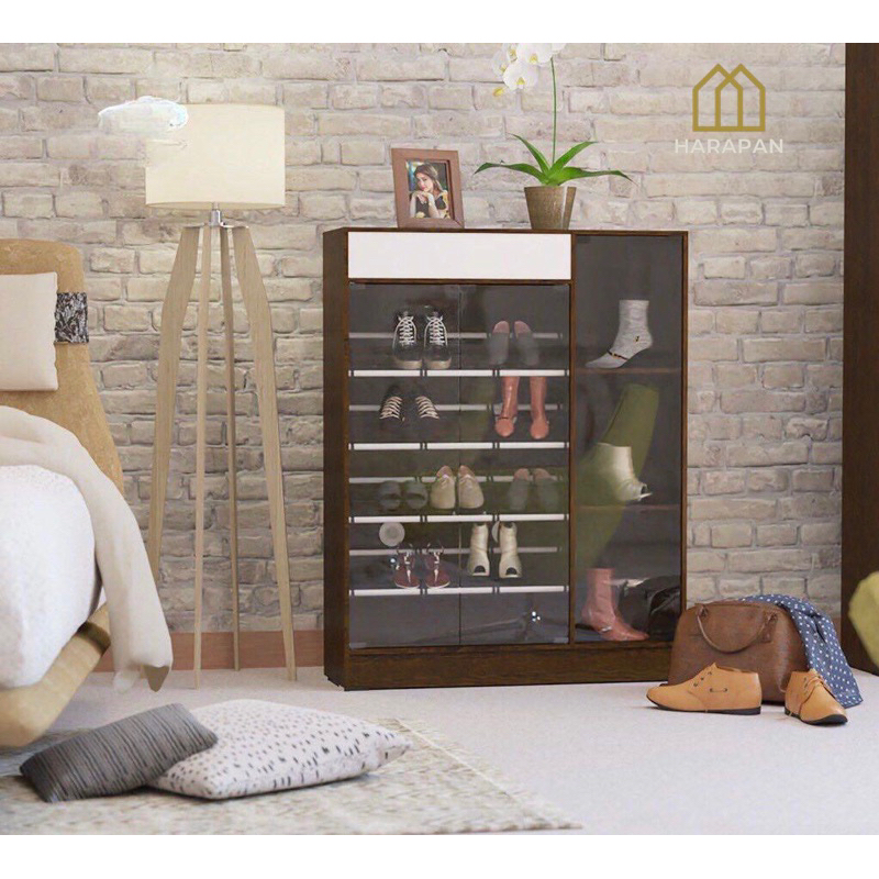 Lemari Sepatu + Rak Sepatu Pintu Kaca