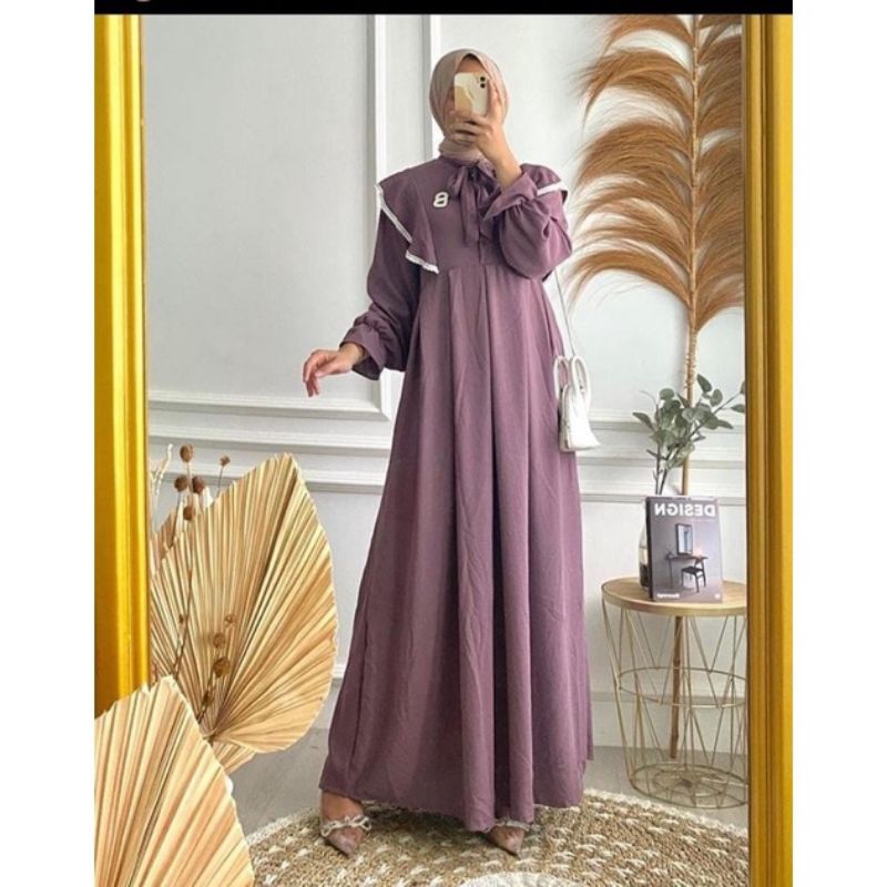 Bona dress crinkle renda gamis pesta modern // amola dress // mola dress
