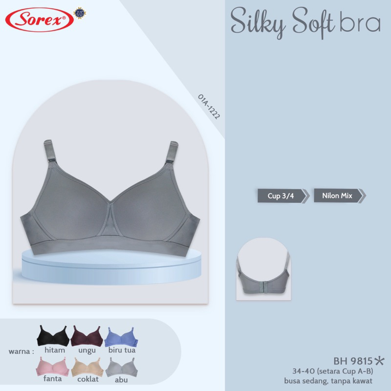 Bh | Bra silky soft bra Sorex 9815 Tanpa kawat dan busa tipis