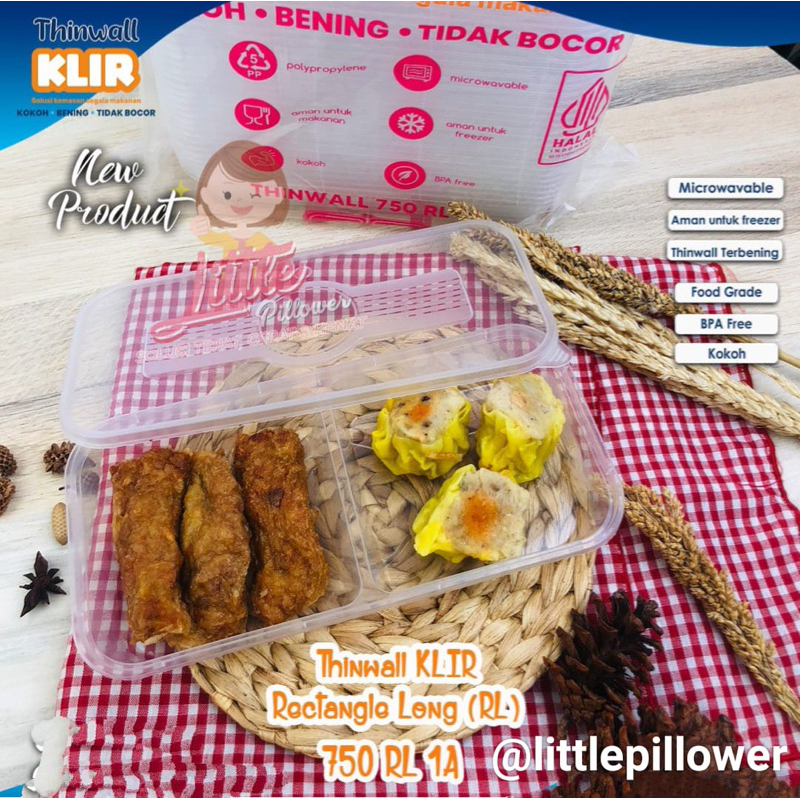 (Isi 25pcs) Thinwall Klir Rectangle Long Food Grade - Thinwall Super Bening 750ml