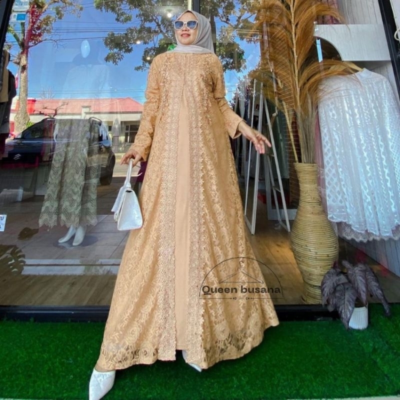 QB2806 SHANUM DRESS BROKAT KOREA IMPOR KWALITAS PREMIUM BESSELER 100% REALPICT GAMIS PESTA SUPER MEW