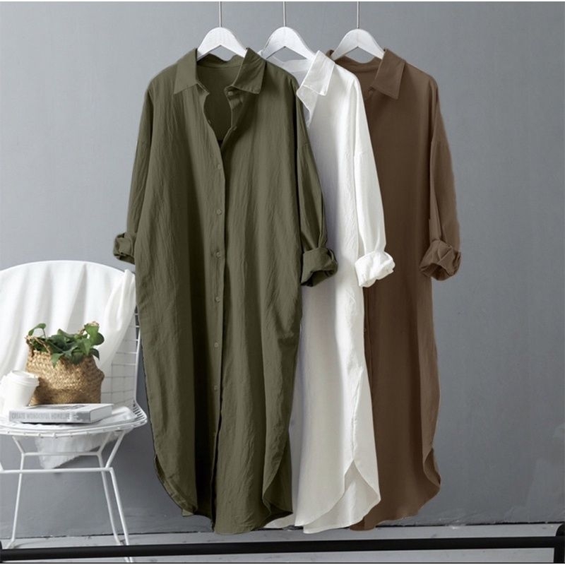 Kemeja Tunik Crinkel Premium Oversize LD 122 Harga Grosir Langsung Dikirim