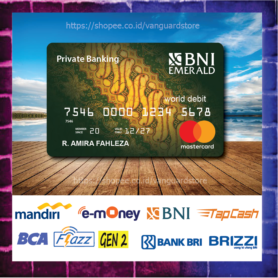 KARTU E MONEY E TOLL KARTU BNI EMERALD CARD DEBIT CREDIT EMONEY MANDIRI FLAZZ BCA BNI TAPCASH BRIZZI BRI - 1 SISI