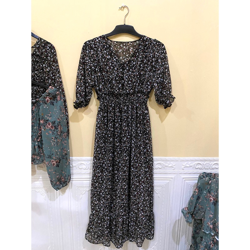 Korean Dress floral / Tunik bunga / long dress import