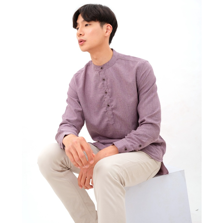 SANVANINA Kemeja Kurta Shanghai Polos Panjang Deep Purple | Salman Deep Purple F-03I