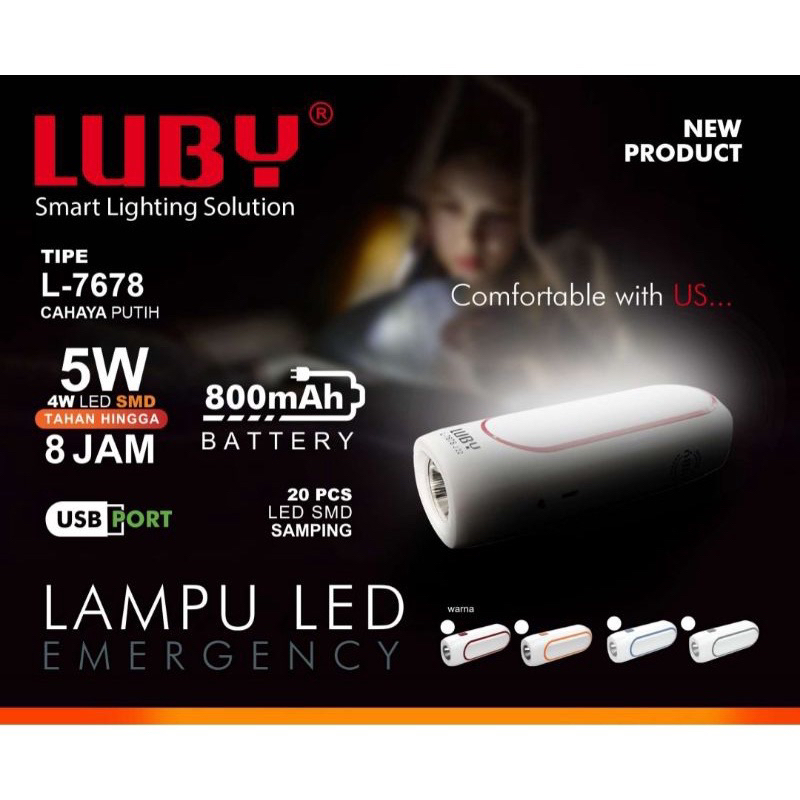 Lampu Emergency+Senter Luby L-7678 5watt Tahan Hingga 8 Jam