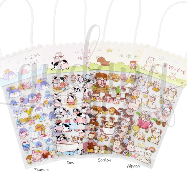 Stiker Pet Cute Animal Sticker Motif Hewan Lucu Alpaca Cow Penguin Sealion DIY Scrapbook GH 303341