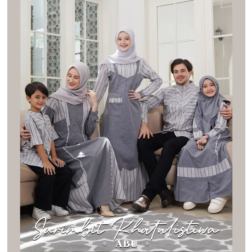 Sarimbit rauna khatulistiwa 11 Abu / baju couple keluarga / sarimbit keluarga / gamis wanita / gamis