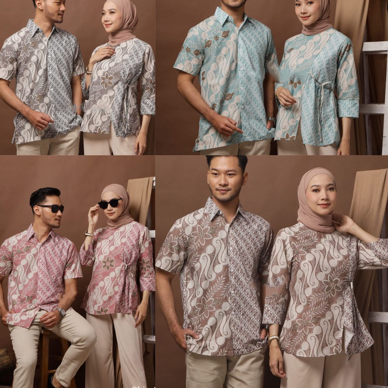 COUPLE BATIK BLOUSE WANITA KEMEJA PENDEK PRAI MODERN /BLUS Wanita lengan panjang/blus batik wanita k