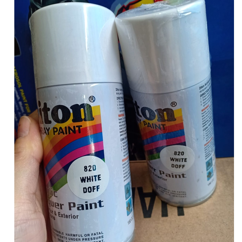 DITON Spray Paint Acrylic Pilox Cat Semprot Diton Warna Putih Doff / White Doff / Putih Tidak Mengkilap (820) 150cc/Kecil