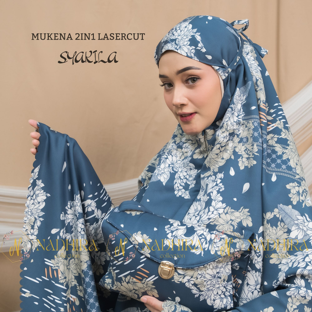 NADHIRA- Mukena Dewasa Maxmara Luxury Silk Lasercut Set Sejadah Travel