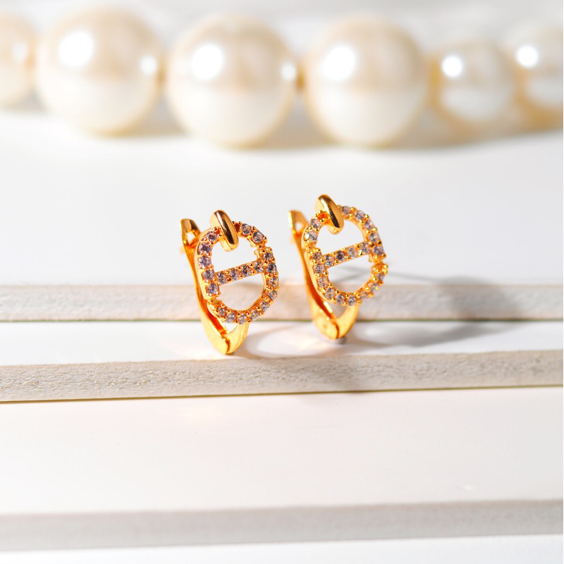 Anting Emas Jepret Havana Leather Mata Tabur- Toko Emas Gadjah