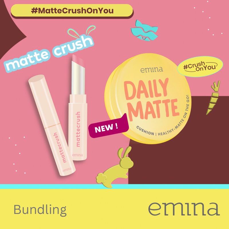 [BISA COD] PROMO BUNDLING - Emina Matte Series - Emina Daily Matte Cushion + Emina Matte Crush Lipstick - Paket Emina