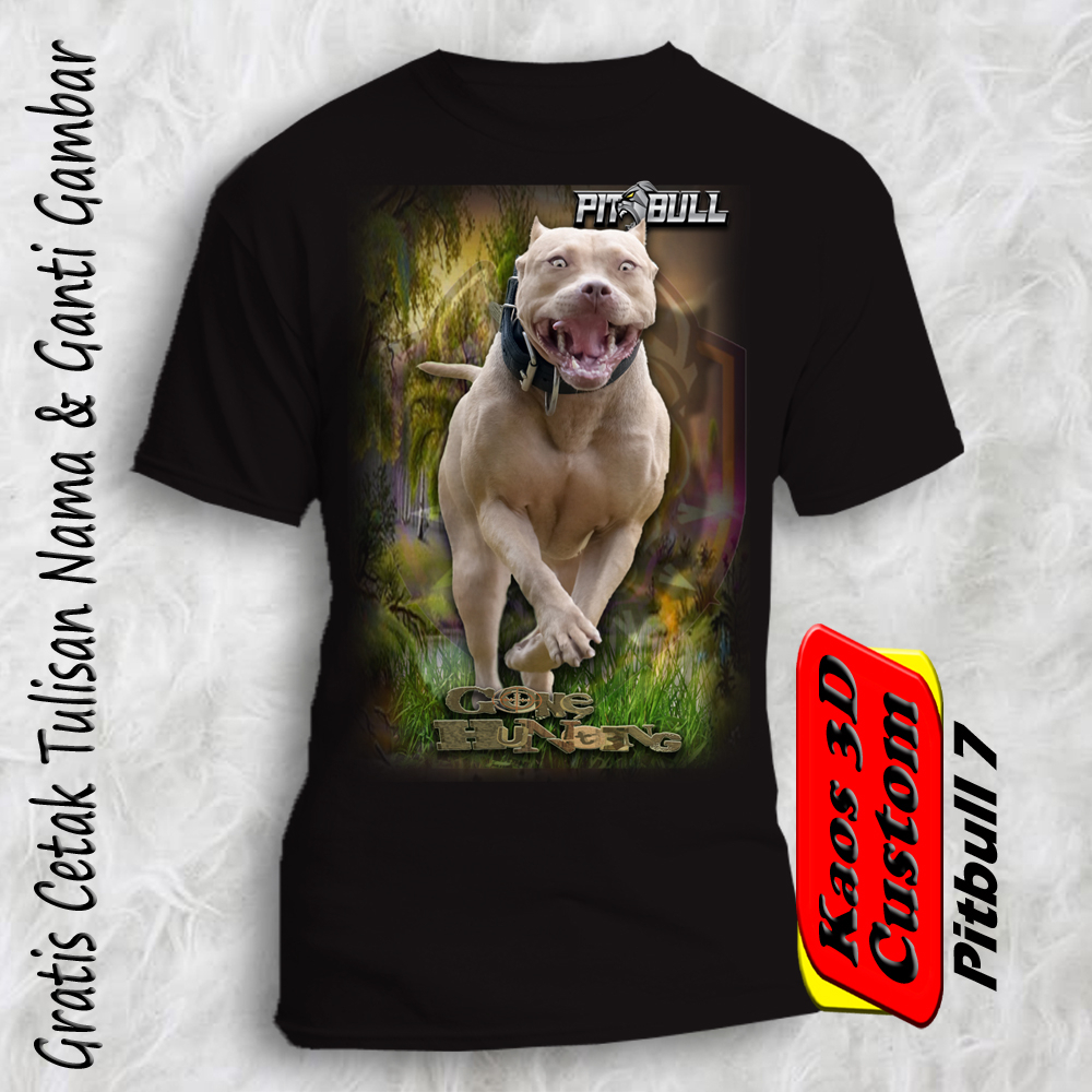 Kaos Gambar Anjing Pemburu Pitbull Hunting Lengan Pendak Anak dan Dewasa