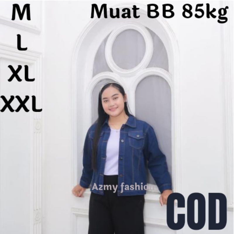 jaket jeans jumbo wanita XXL LD115 jaket  cewek jins denim