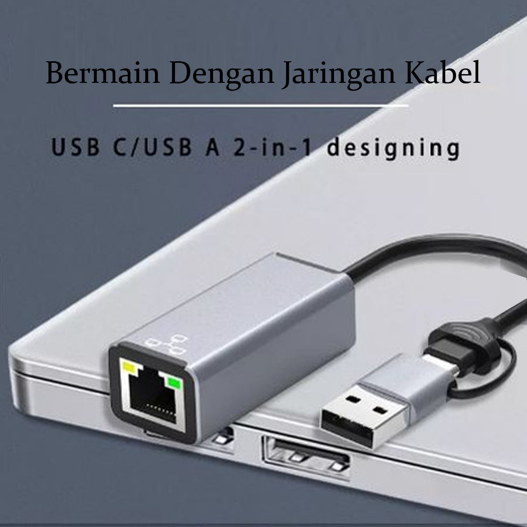 Konverter Kabel Jaringan Lan RJ45 to USB dan Lan to Type C Macbook Smartphone