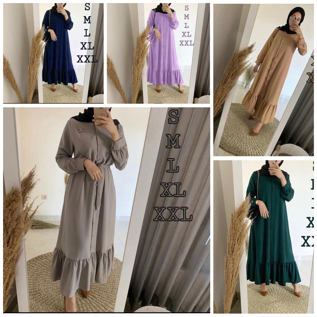 (COD) Gamis Remaja Wanita Terbaru Termurah Modern Busui Full Kancing