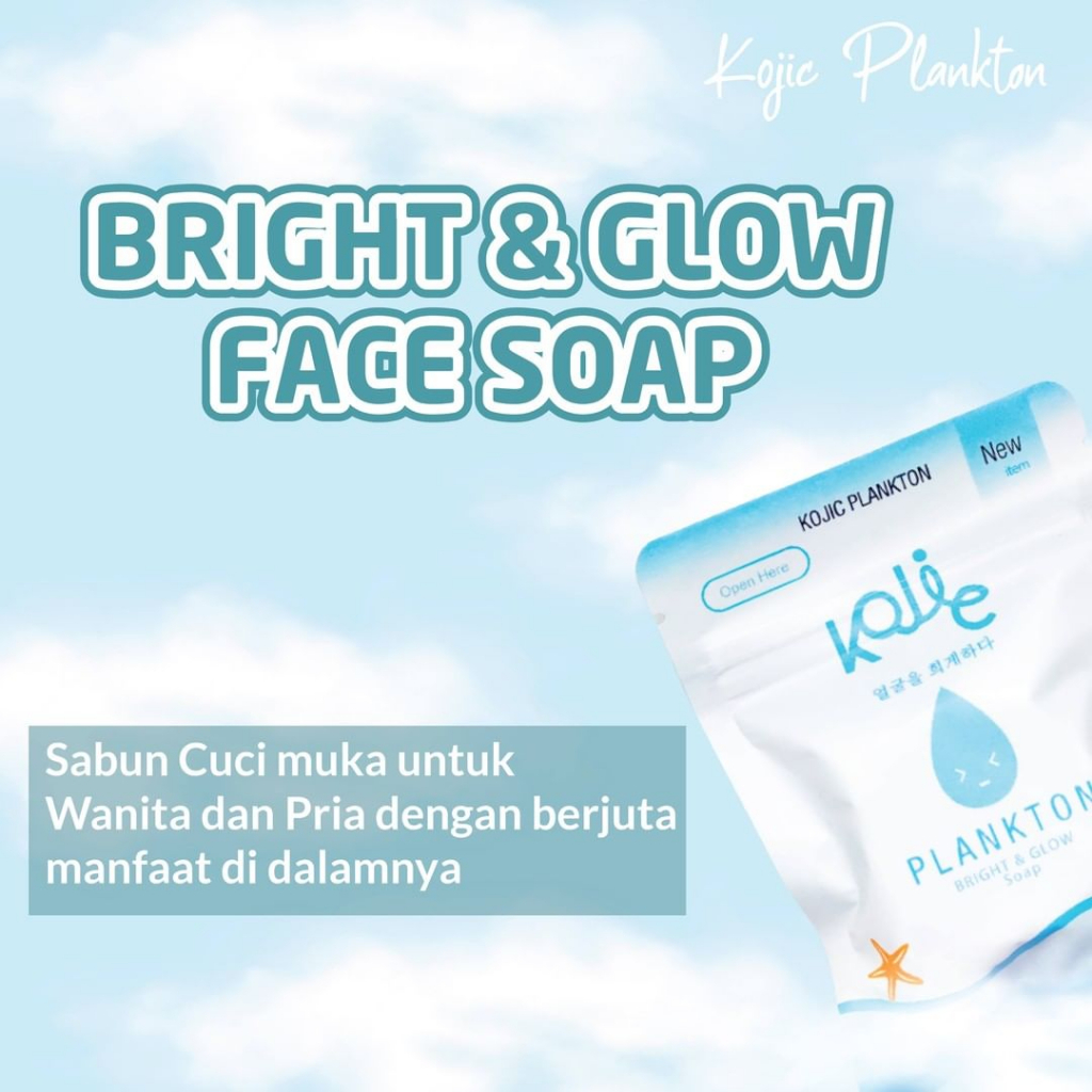 [ READY SIAP KIRIM] BRIGHT &amp; GLOW FACE SOAP by KOJIC PLANKTON FULL SIZE 40gr dan 90gr