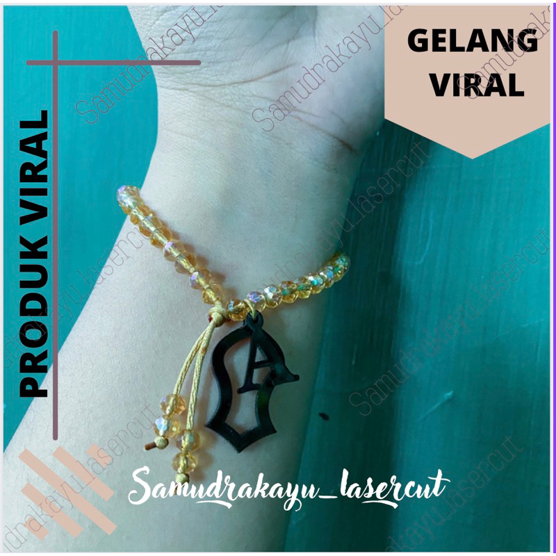 Gelang Crystal Terompah Inisial Huruf