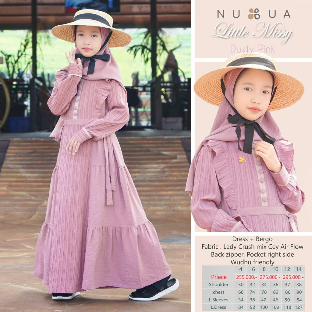 ( COD ) Gamis Nubua Anak Little Missy Dress Pakaian Anak Perempuan Muslim