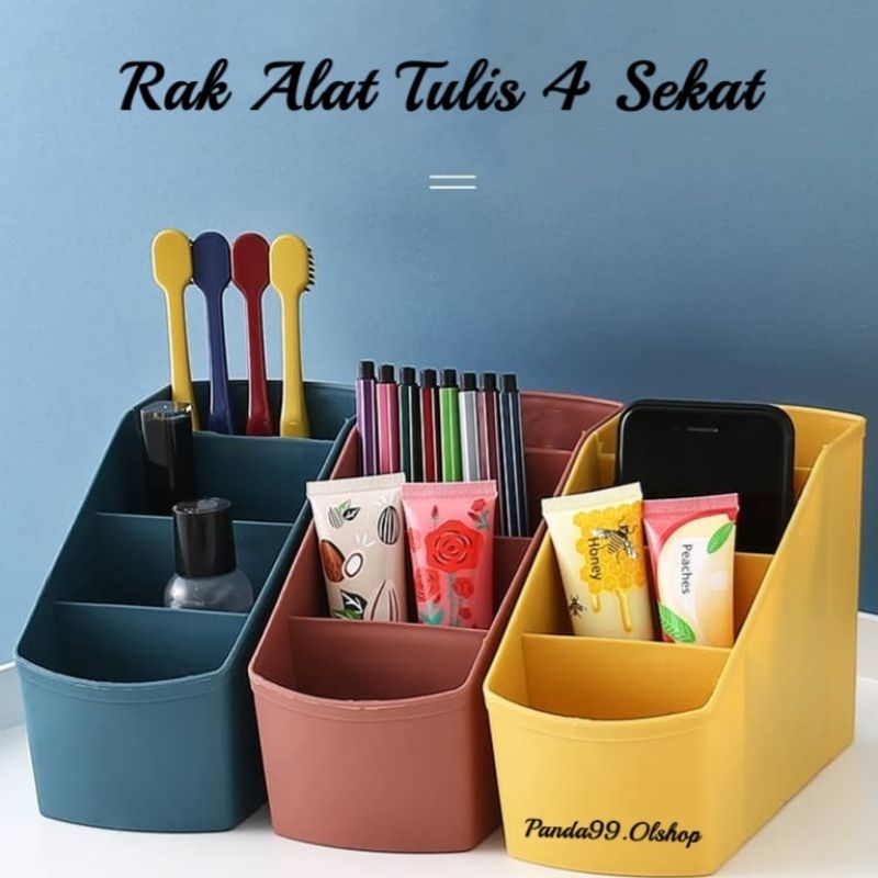 Rak Meja Tempat Alat Tulis 4 Sekat / Rak Organizer Tempat Penyimpanan ATK ⭐ Panda99.olshop ⭐