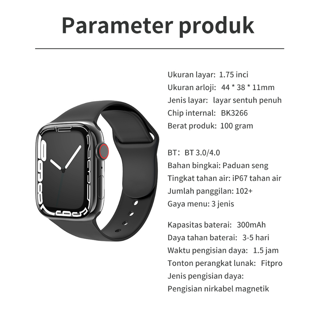 Smart Watch Kebugaran Tracker 1.75 Inci Layar Sentuh Smart Watch Kebugaran Watch 25 Olahraga IP68 Tahan Air untuk Android iPhone