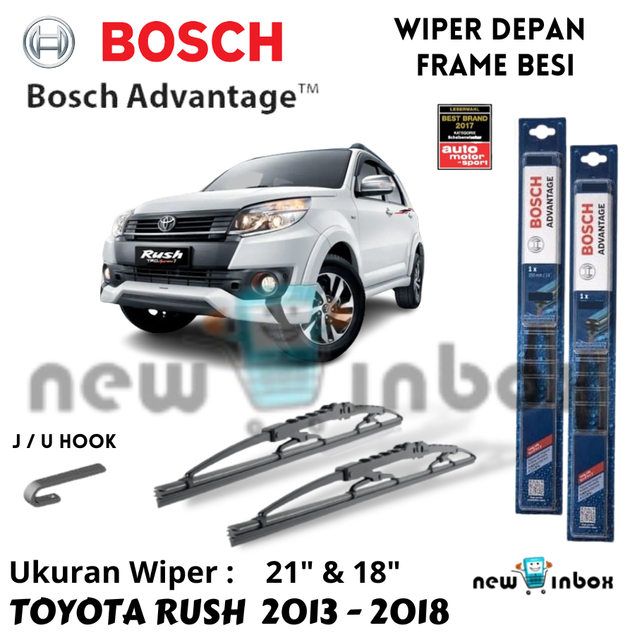 Wiper Depan Mobil TOYOTA RUSH TERIOS LAMA OLD 2013-2018 Sepasang BOSCH ADVANTAGE 21" & 18" ORIGINAL