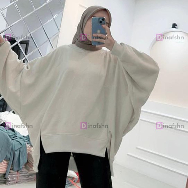 SWEATER OVERSIZE XXXL SWEATER BELAH PINGGIR OVERSIZE CREWNECK WANITA