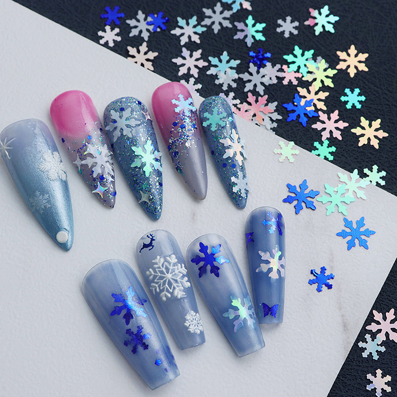 12 Grid Nail Art Kepingan salju DIY Glitter Flakes Manicure Decor Untuk Dekorasi Nail Art