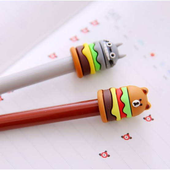 Pena Hamburger Cartoon Pulpen Burger Unik Pen Burger Kartun Line Stationary Alat Tulis 442