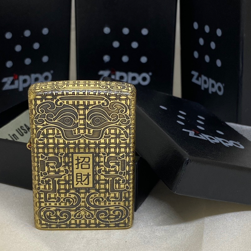 Zippo Motif Grafir Full Batik Abstrak Gold