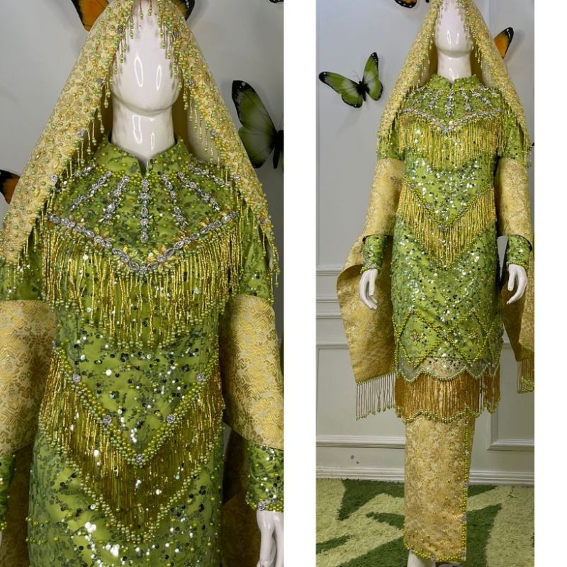 Kebaya pengantin koto gadang berekor lansung/kebaya mewah / kebaya pengantin akad koto gadang / kebaya adat Melayu