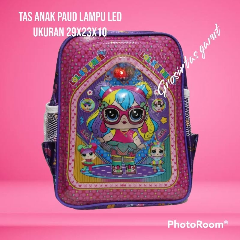 Tas Anak Rangsel Sekolah Paud Gambar LOL Menggunakan Lampu Led Menyala