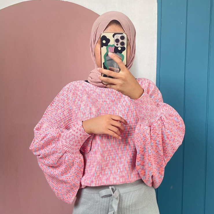 AUREL BATWING RAJUT WANITA JUMBO SWEATER OVERSIZE MOTIF RAINBOW / SWEATER RAJUT PREMIUM / BAJU RAJUT