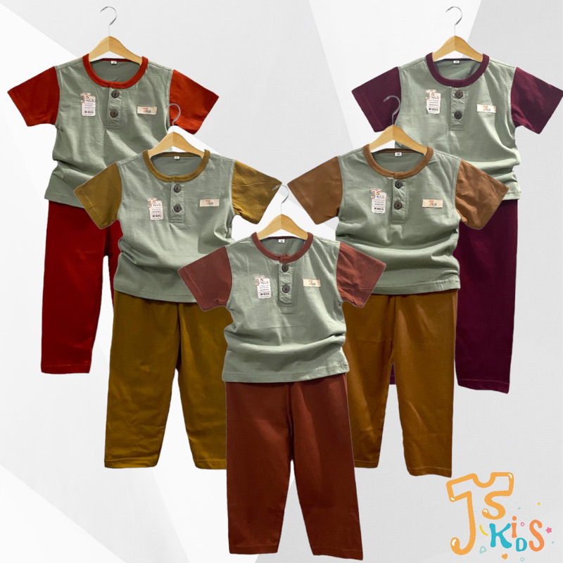 JISA Kids - Baju Anak / Setelan Anak Kombinasi Warna Kiano Kancing Depan Mirror Libby Kids