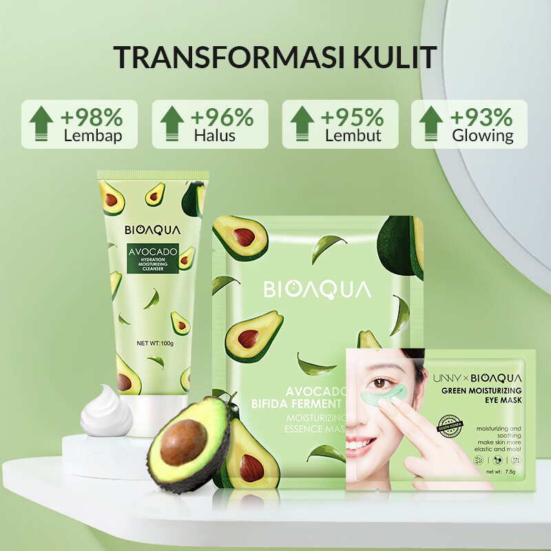 [BISA COD] BIOAQUA Avocado Skin Care Set - Paket Bioaqua Lengkap - Bioaqua Skincare Set - Bioaqua Avocado Sheet Mask