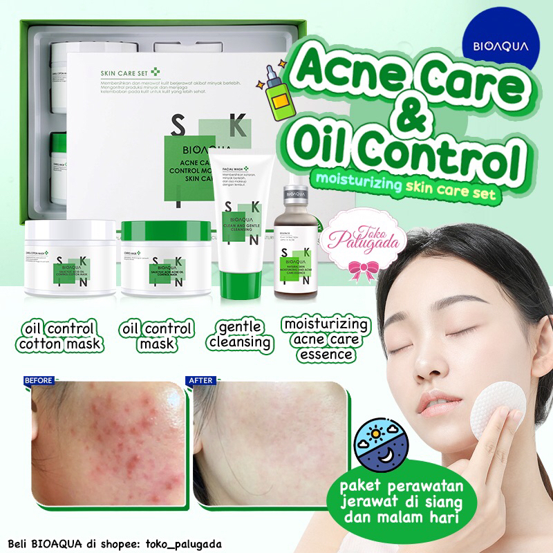 [BISA COD] BIOAQUA Anti-Acne Oil Control Moisturizing Skin Care Set -Set Bioaqua - Paket Bioaqua - Paket Jerawat - Paket Anti Jerawat Bioaqua