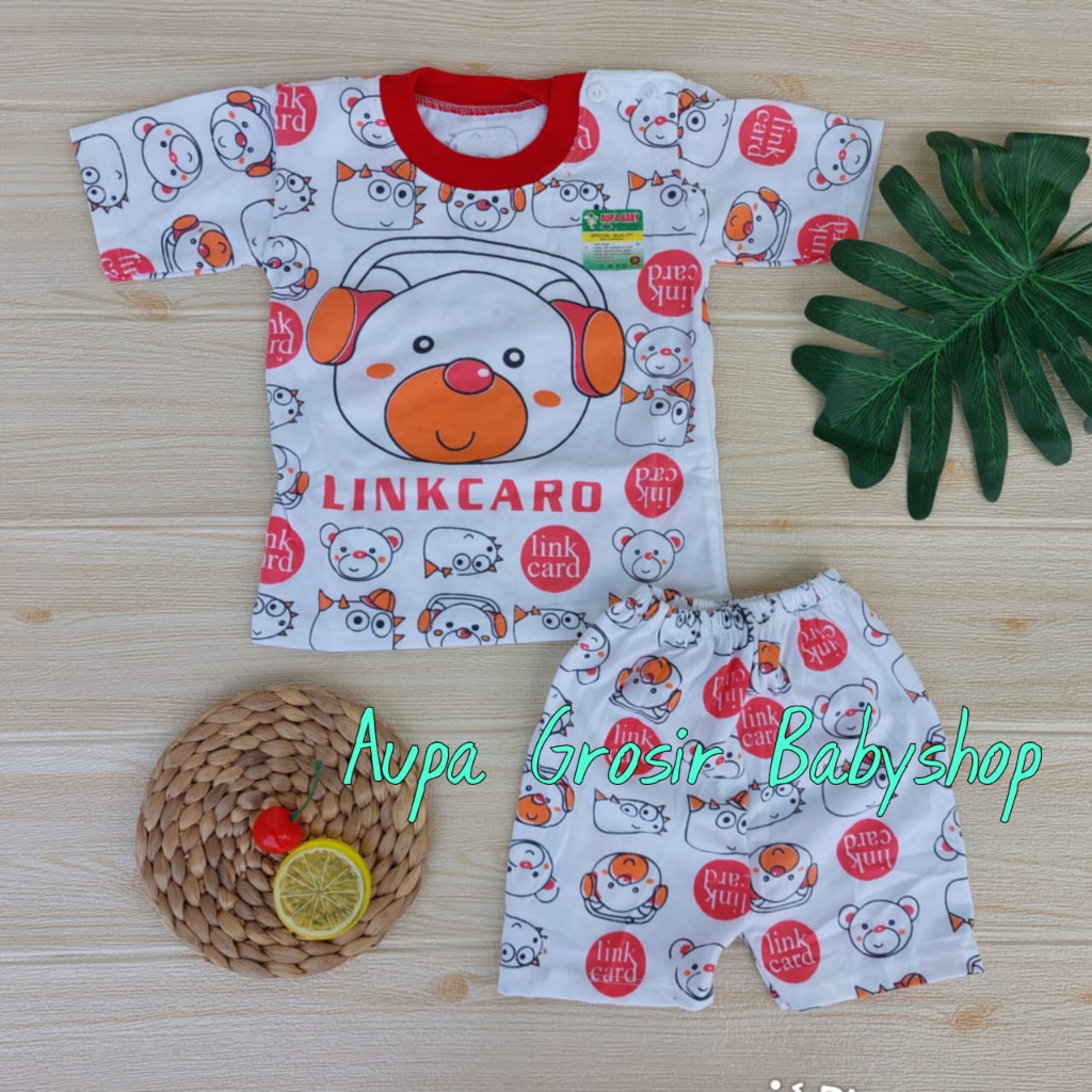 Setelan Piyama Premium Lengan Pendek Motif Lincard baju bayi anak usia 3-12 bulan kancing