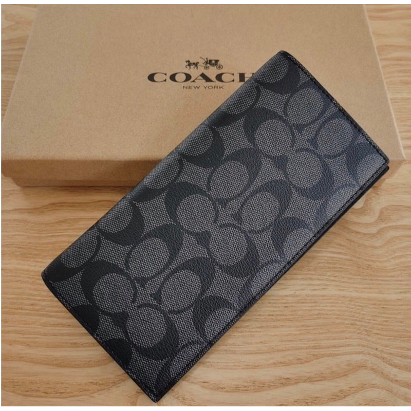 coach men long wallet in signature