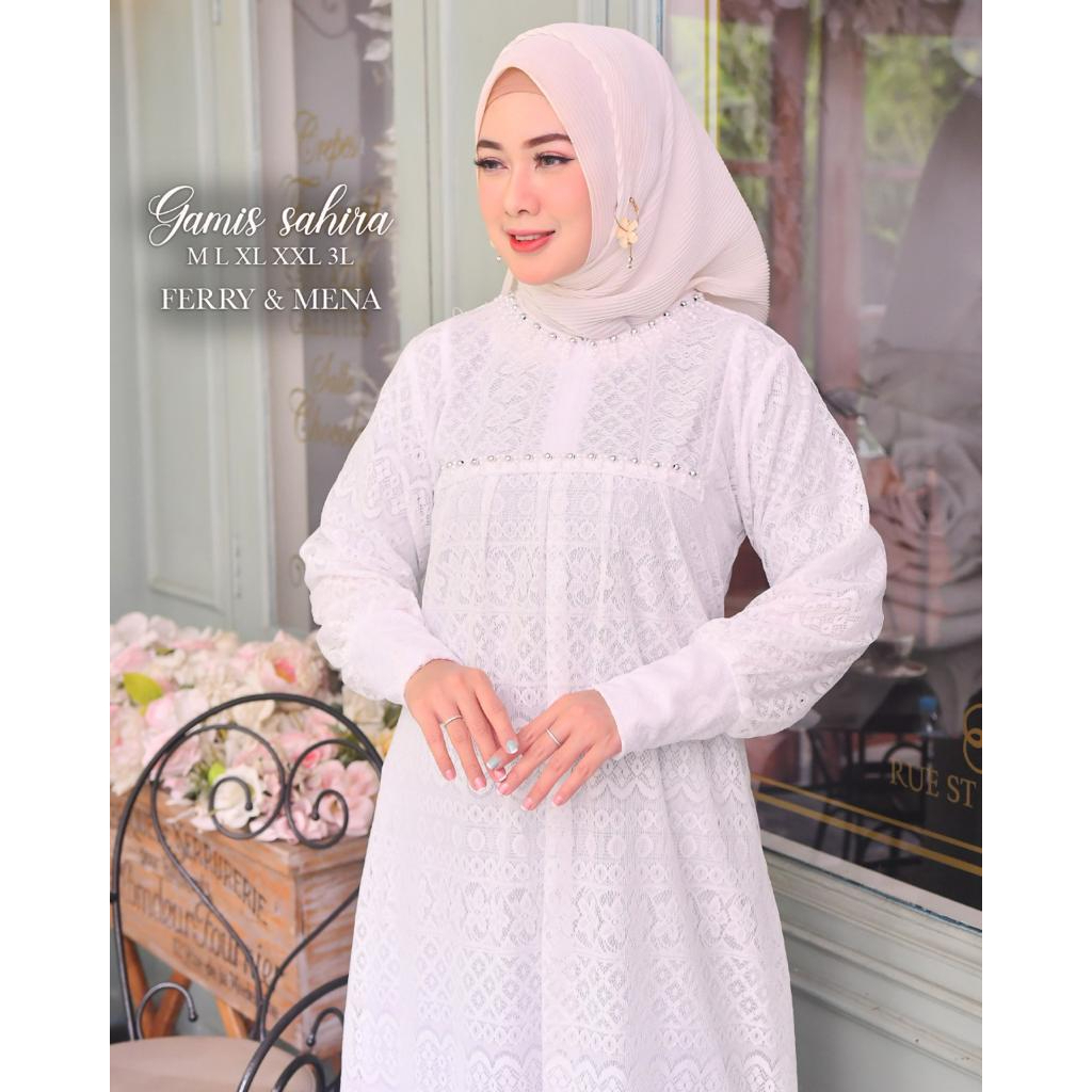 Gami brokat jumbo 3L LD 130  bordir payet mutiara Gamis pesta Gamis akad pernikahan dan lamaran wisuda