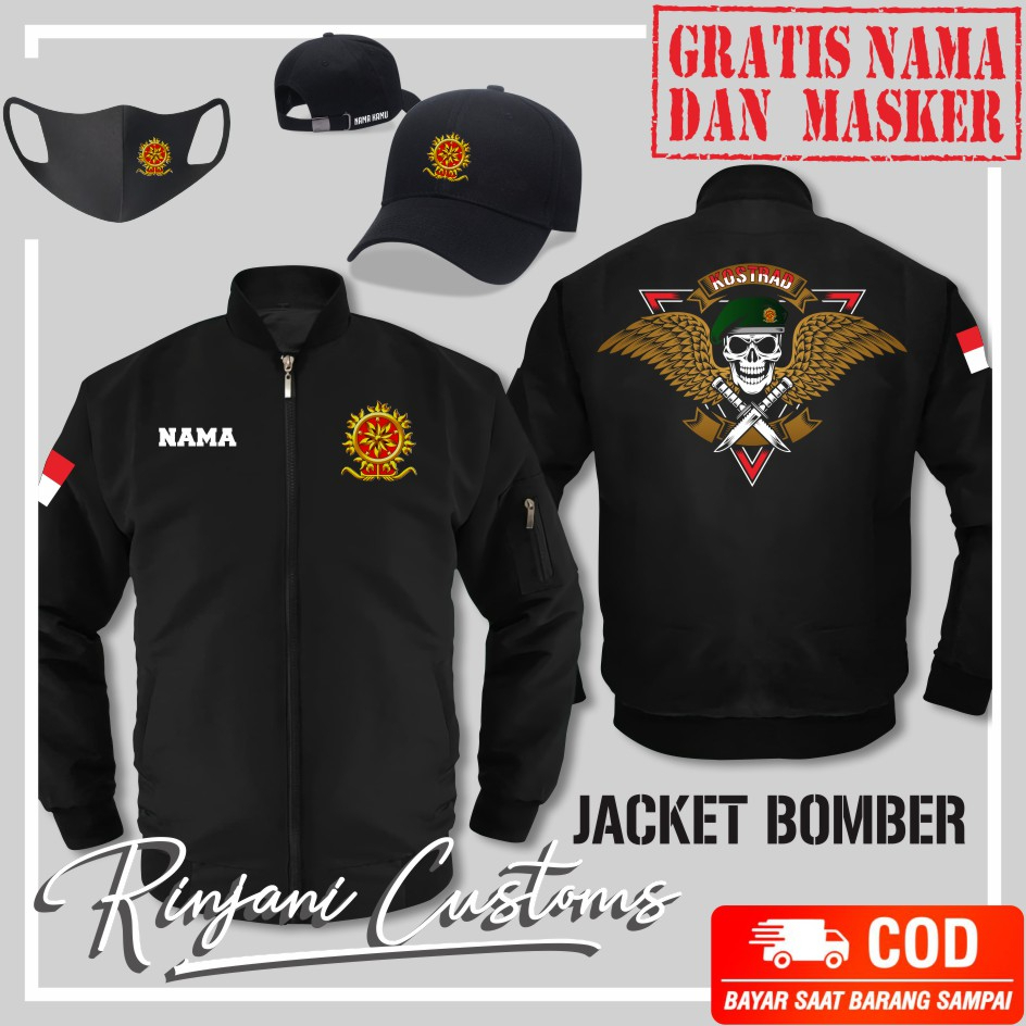 JAKET BOMBER KOSTRAD ANTI AIR FREE MASKER DAN BISA TAMBAH NAMA - JAKET BOMBER KOMANDO CADANGAN STRAT