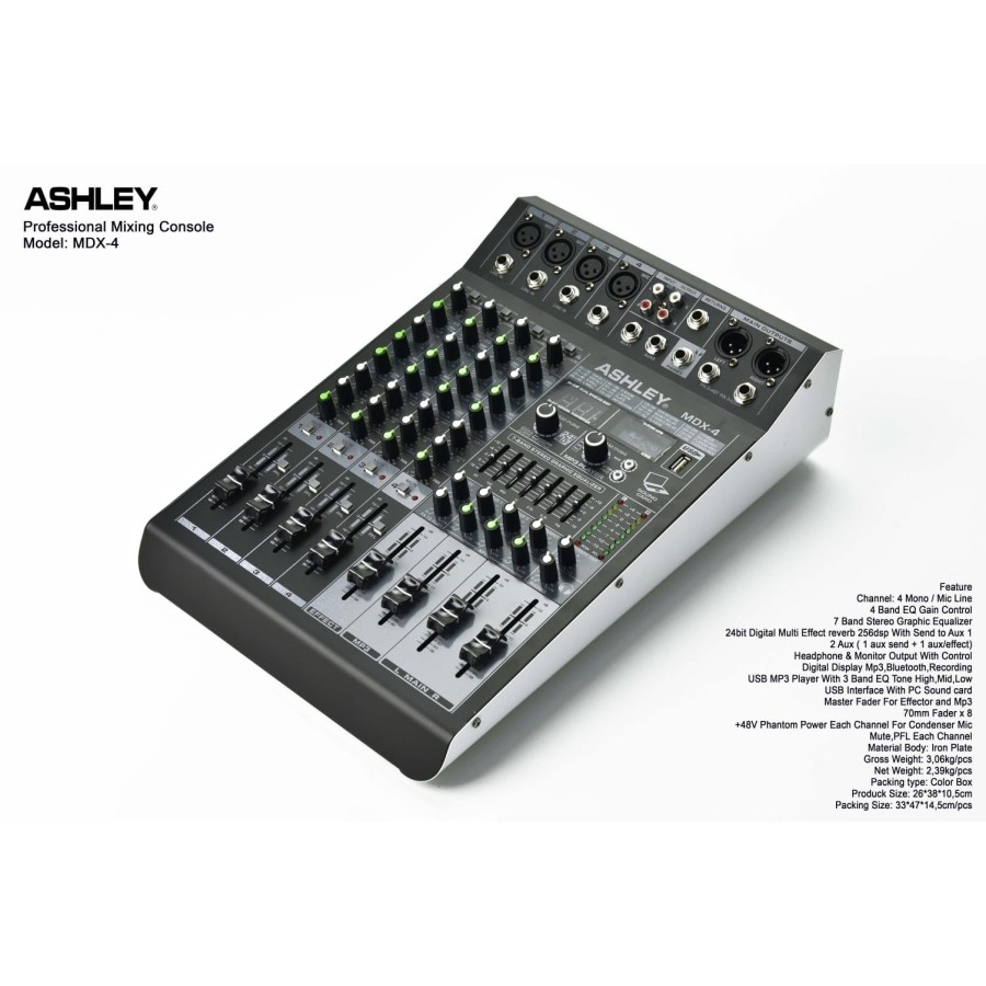 MIXER AUDIO ASHLEY MDX 4/MDX4 4CH USB,MP3,BLUETOOTH ORIGINAL