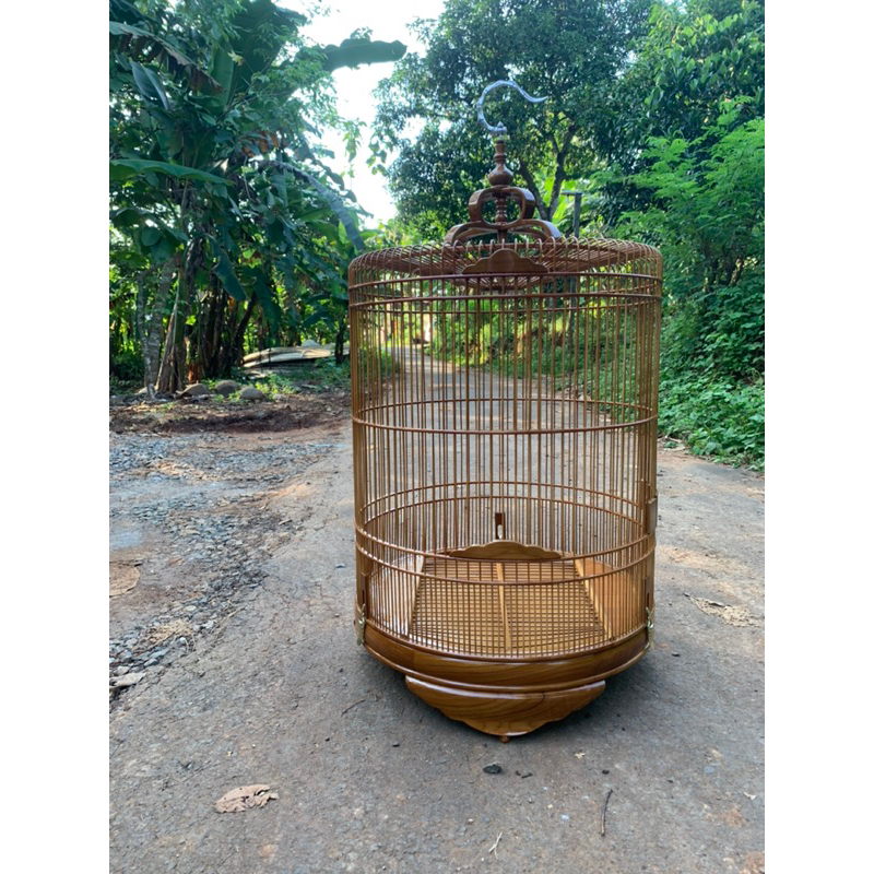 sangkar mural kayu jati polos sangkar bulat kayu jati