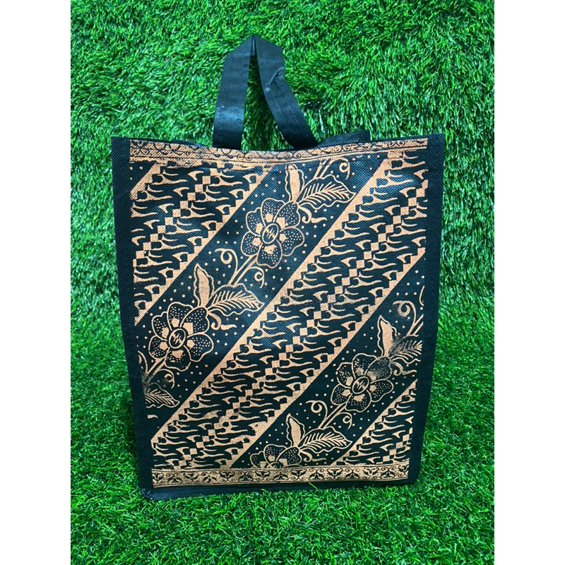 HARGA LUSIN ISI 12 BIJI- TAS HAJATAN HANDLE BIASA BATIK NEW HITAM SIZE 22x22x30