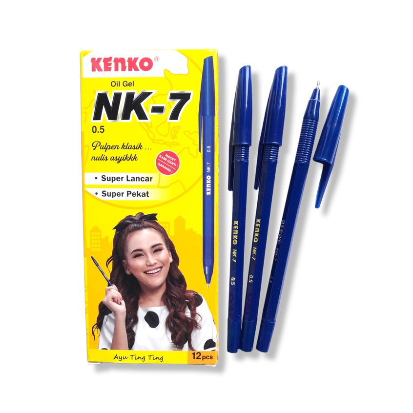 

KENKO Pulpen Pen Oil Gel NK-7 Biru [ LUSIN ]
