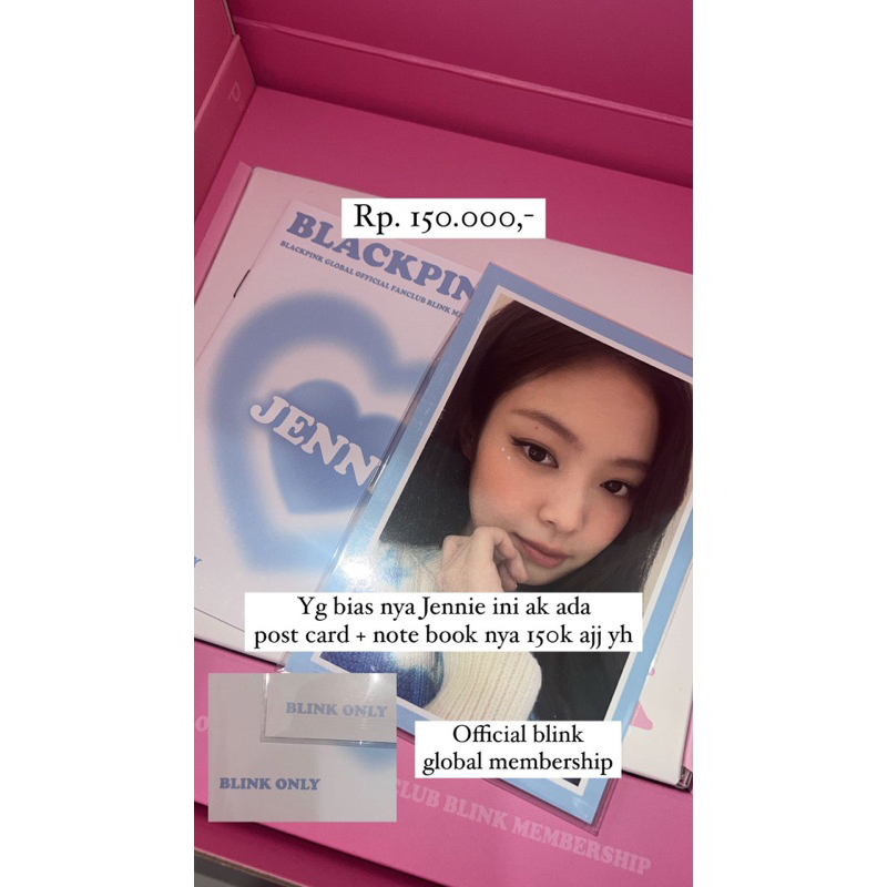 Jennie Authentic Blackpink Blink Membership Note Book & Postcard