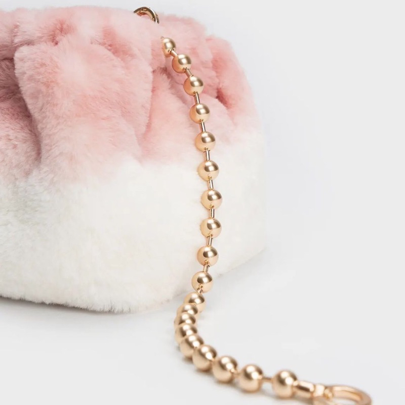 c aldora beaded handle furry bucket bag