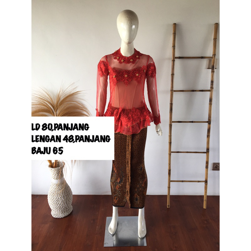 kebaya atasan marun/kebaya bahan tulle marun