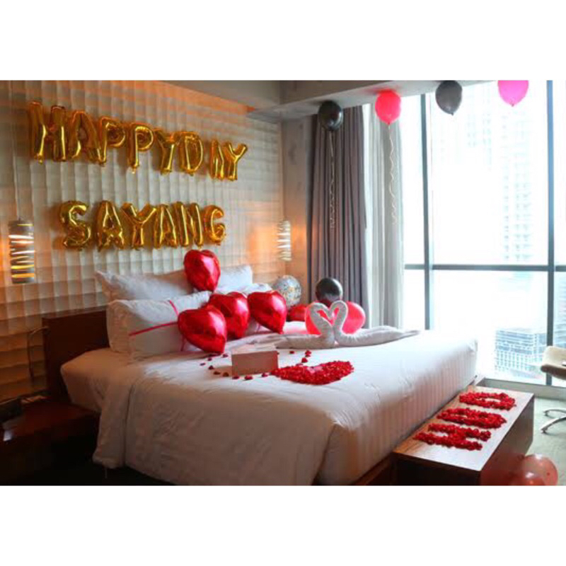Paket dekor dekorasi ulang tahun kamar hotel type 9 surprise pesta kejutan happy birthday