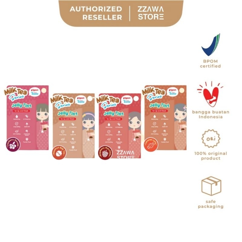 PIGEON TEENS Jelly Tint Milk Tea Series / Lip Cream / Lip Tint / Lip Balm / Pelembab Bibir / Cheek And Lip